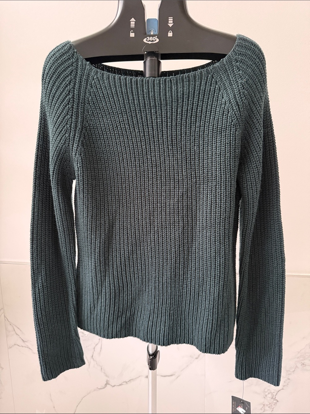 NWT Kenneth Cole Ribbed Knit Raglan Sweater Dark Hunter Green